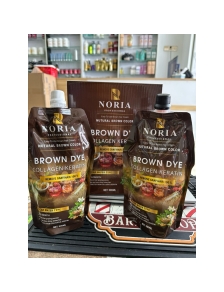 Bộ nhuộm nâu đen phủ bạc Noria BROWN DYE Collagen 500ml X2 túi thơm dịu dàng không dính da đầu