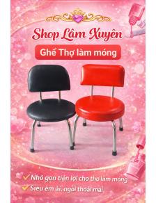 Ghế ngồi làm nail đen, đỏ nhỏ gọn tiện lợi cho thợ làm nail thiết kế siêu êm