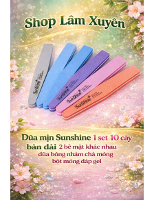 Dũa mịn Sunshine 1 set 10 cây bản dài 2 bề mặt khác nhau dũa bóng nhám chà móng bột móng đắp gel 