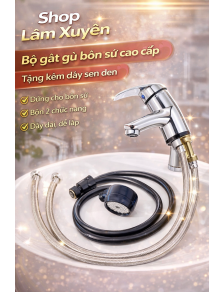 Bộ gật gù bồn sứ cao cấp tặng kèm dây sen đen  dùng cho bồn sứ bồn 2 chức năng dây dài dễ lắp
