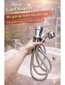 Bộ gật gù bồn sứ cao cấp tặng kèm dây sen inox dùng cho bồn sứ bồn 2 chức năng dây dài dễ lắp
