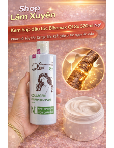 Kem hấp dầu tóc Bibomax Ql8x 520ml No1 phục hồi tuỷ tóc tái tạo liên kết biểu bì tóc ngay lần đầu