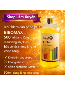 Khử kiềm cân bằng pH3+ BIBOMAX 500ml dạng lỏng màu vàng khử kiềm bảo vệ tóc chống khô xơ chính hãng.