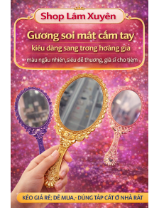 Gương soi mặt cầm tay, kiểu dáng sang trọng hoàng gia màu ngẫu nhiên,siêu dễ thương, giá sỉ cho tiệm