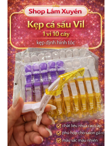 Kẹp cá sấu Vil 1 vĩ 10 cây kẹp định hình tóc chất liệu nhựa cao cấp phù hợp cho salon giá rẻ màu sắc mẫu nhiên.