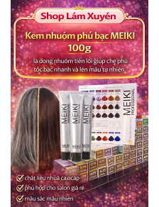 Kem nhuộm phủ bạc MEIKI 100g là dòng nhuộm tiện lợi giúp che phủ tóc bạc nhanh và lên màu tự nhiên.