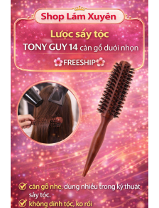 Lược sấy tóc TONY GUY 14 cán gỗ đuôi nhọn cán gỗ nhẹ, dùng nhiều trong kỹ thuật sấy tóc, không dính tóc, ko rối