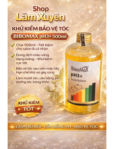 Khử kiềm bảo vệ tóc BIBOMAX pH3+ 500ml chai màu vàng dạng loãng khử kiềm tốt giúp hạn chế khô xơ tóc