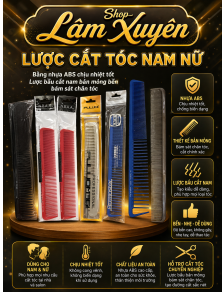 Lược cắt tóc nam nữ bằng nhựa ABS chịu nhiệt tốt lược bầu cắt nam bãn mõng bền bám sát chân tóc
