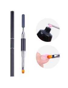 Cây cọ đắp gel 2 đầu loại 1 móng hai đầu lông mịn, thép không rỉ sét đa năng vừa vặn tay cầm, có nắp đậy