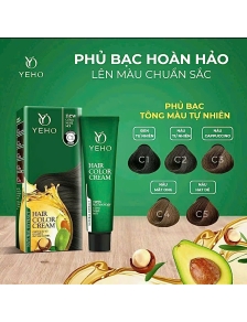 Kem nhuộm tóc phủ bạc YEHO 60ml chiết xuất từ quả bơ và hạt macadamia hương nhẹ nhàng lên màu chuẩn.