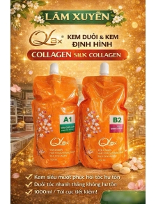 Kem duỗi siêu mạnh collagen Ql8x 1000ml túi cam dành cho tóc khỏe thấm nhanh thẳng nhanh chuẩn salon