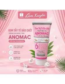 Kem tẩy tế bào chết trắng da ngọc trai Anomac 300g tuýp hồng dạng gel có hạt massage siêu thích dễ sử dụng