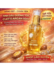 Tinh dầu dưỡng tóc Clet's Argan 50ml dạng dầu dưỡng màu vàng có vòi xịt sang trọng tiện sử dụng