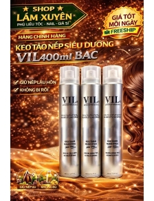 Keo tạo nếp siêu dưỡng VIL400ml bạc hàng chính hãng chai dạng xịt nắp trắng giữ nếp lâu hơn không bị rối