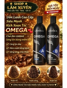 Uốn Lạnh Cao Cấp Siêu Mạnh Kích Xoăn Tóc OMEGA  chai đen 1000ml căng lọn bóng mềm tóc