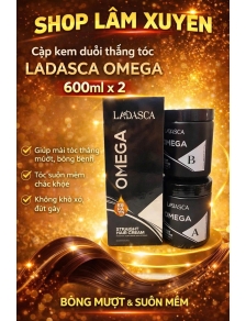 Cặp kem duỗi thẳng tóc LADASCA OMEGA 600ml x2 đặt biệt hợp duỗi cho tóc xù xoăn tự nhiên