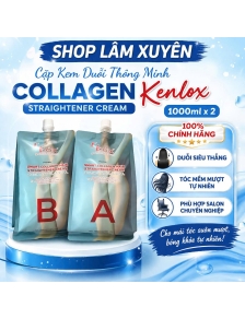 Cặp kem duỗi thông minh COLLAGEN Kenlox Straightener Cream 1000ml*2 GIÁ RẺ siêu thẳng mềm mượt .