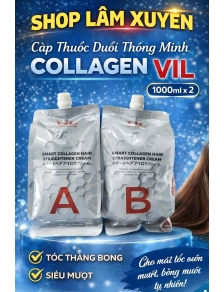 Cặp thuốc duỗi thông minh COLLAGEN VIL 1000*2 giúp tóc thẳng bóng và siêu mượt giá rẻ