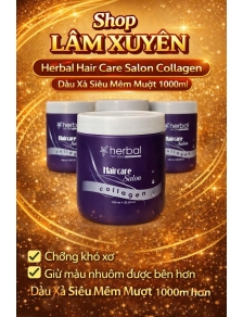Herbal Hair Care Salon Collagen Dầu Xả Siêu Mềm Mượt 1000ml chống khô xơ giữ màu nhuộm được bền hơn.